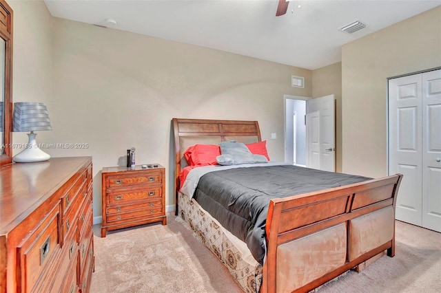 3544 W 94th St, Hialeah, FL 33018 - bedroom featuring light carpet, ceiling fan, and a closet