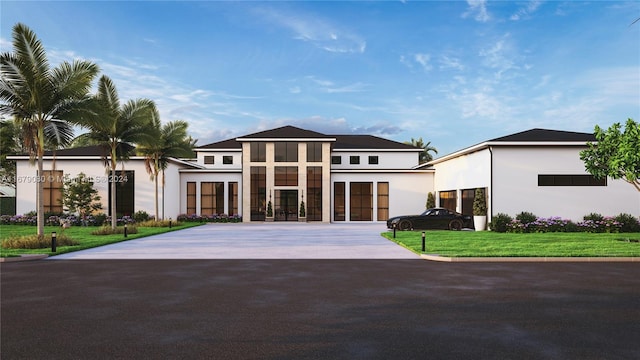 view of front facade featuring a front yard