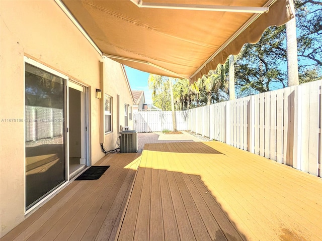 wooden terrace with central AC unit