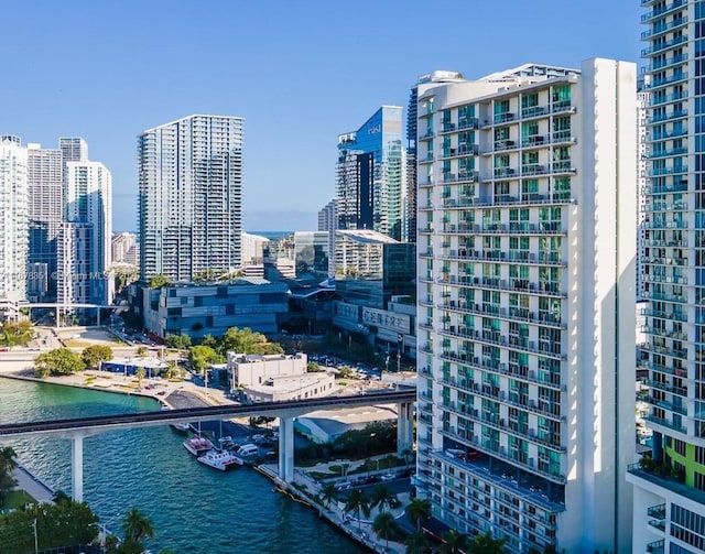 view of city with a water view