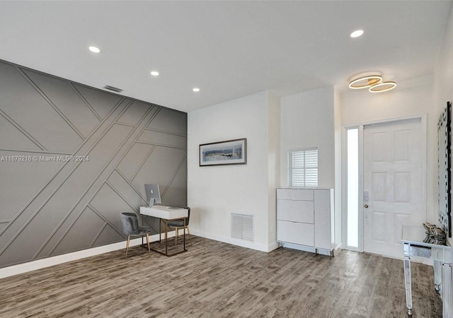 entrance foyer with hardwood / wood-style flooring