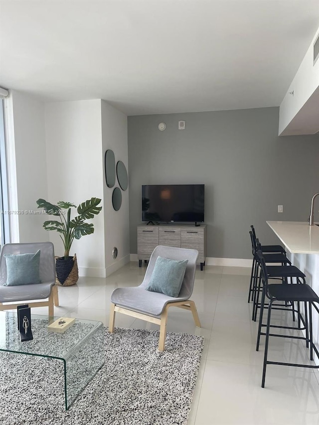 view of tiled living room