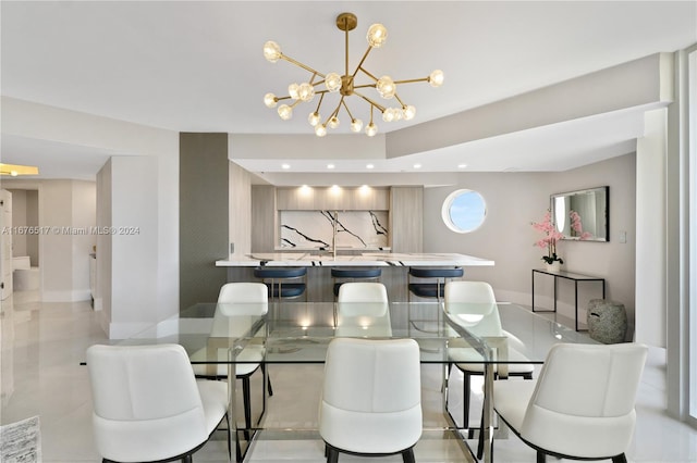 dining area with a notable chandelier