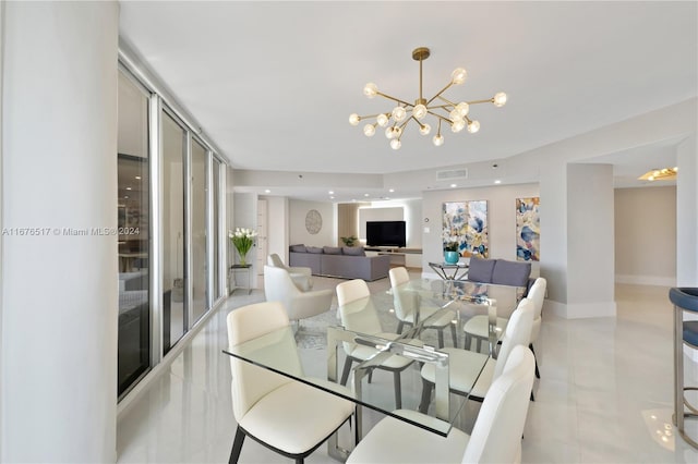 dining room with an inviting chandelier