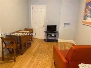 living room featuring light wood-type flooring