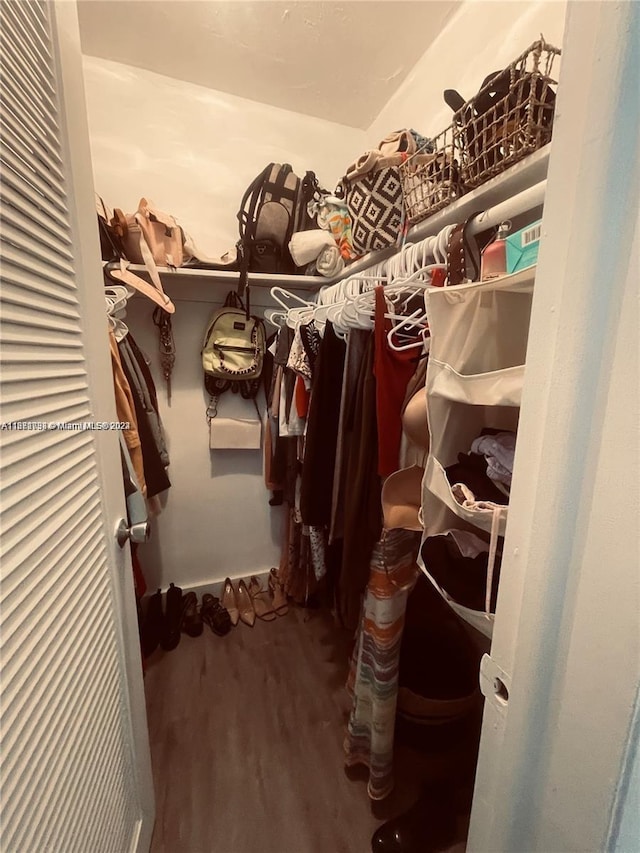 spacious closet featuring hardwood / wood-style floors