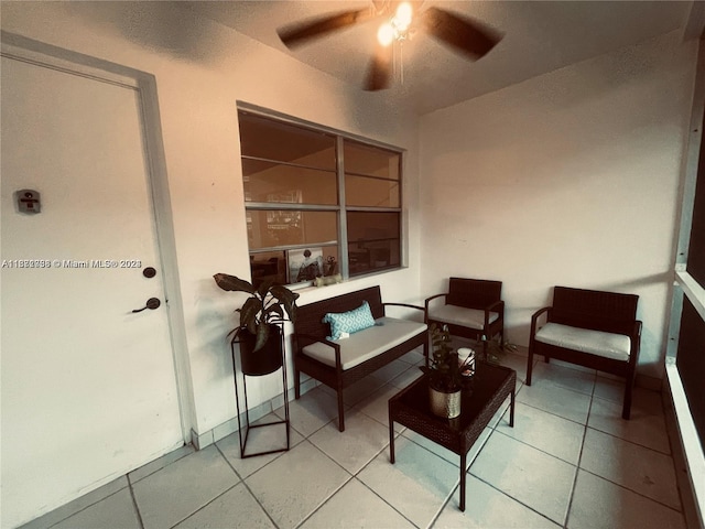 view of patio with an outdoor hangout area and ceiling fan