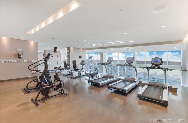 1830 S Ocean Dr Unit 3307, Hallandale Beach, FL 33009 - gym with wood finished floors
