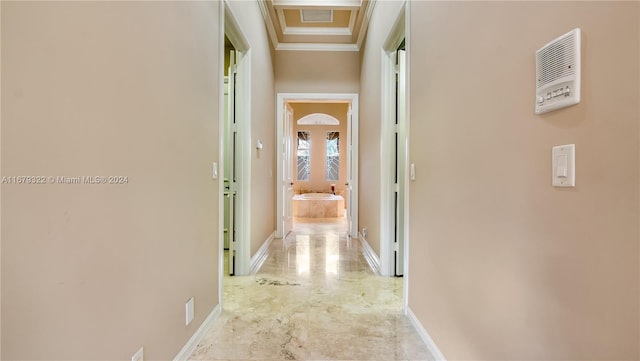 corridor with crown molding