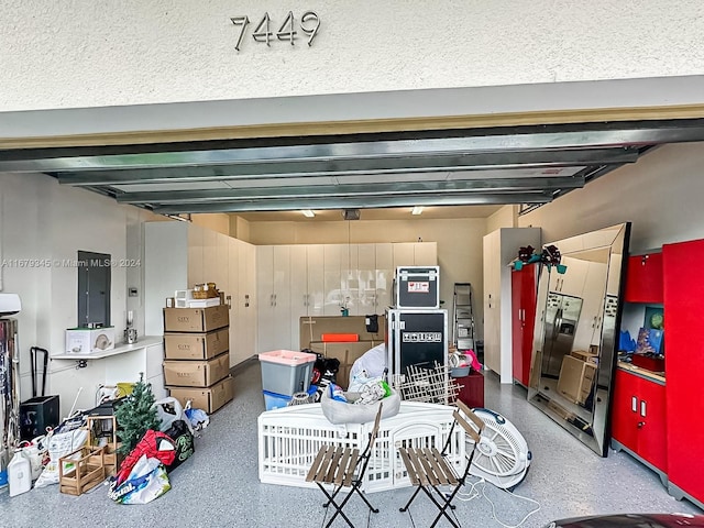 garage with electric panel