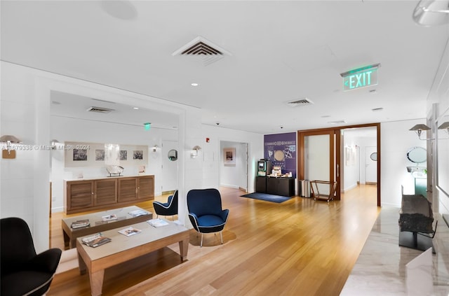 living room featuring light hardwood / wood-style flooring