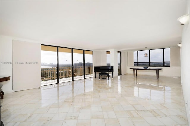 unfurnished room featuring a healthy amount of sunlight and floor to ceiling windows