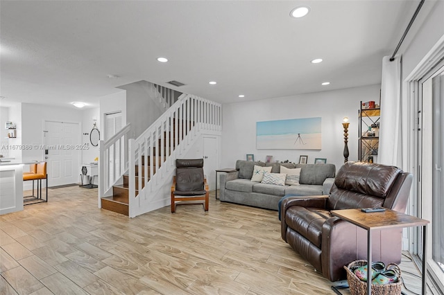 living room featuring light hardwood / wood-style floors