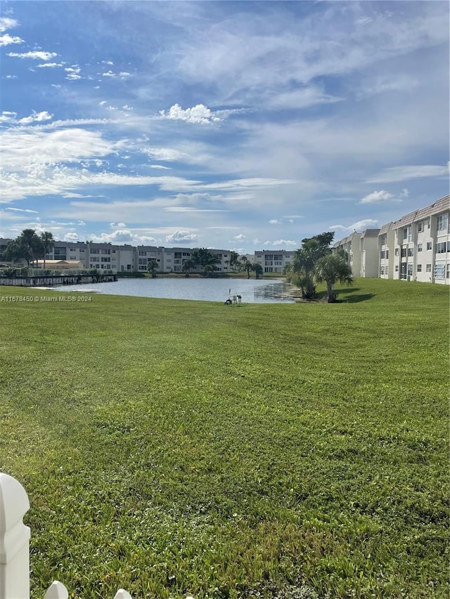 view of yard with a water view