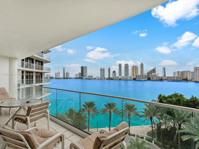 balcony with a water view