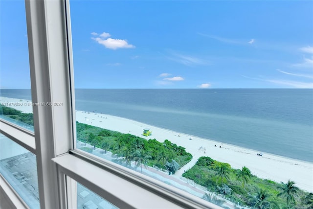 property view of water with a beach view