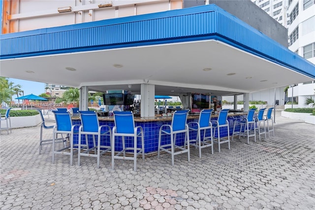 view of patio / terrace with a bar