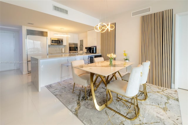 view of tiled dining area