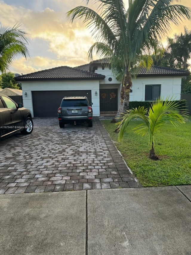 view of front of house with a garage