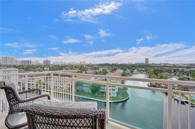 balcony with a water view