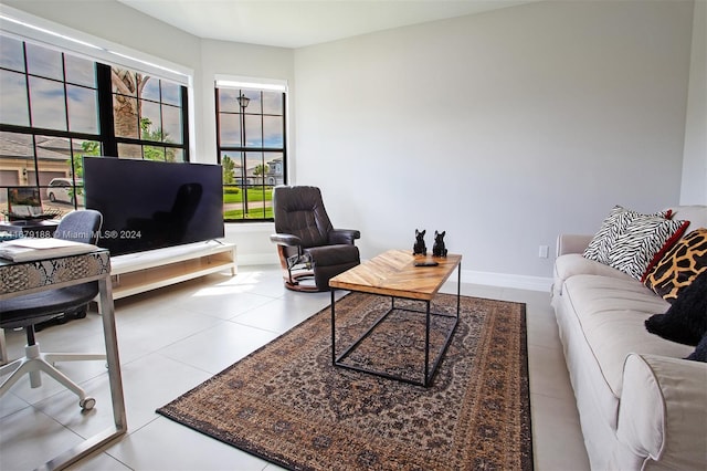 view of tiled living room