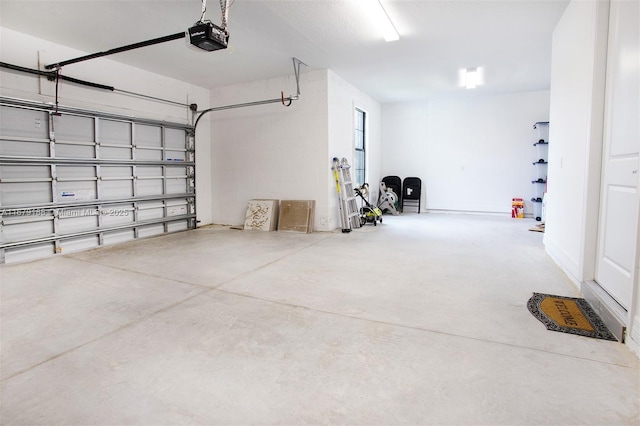 garage with a garage door opener