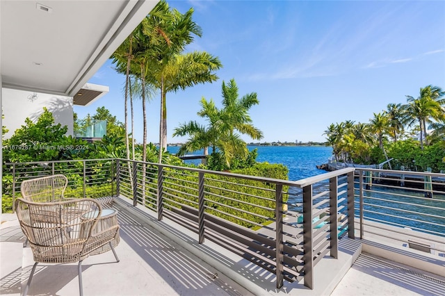 balcony with a water view