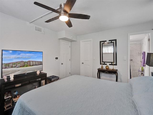 bedroom featuring ceiling fan