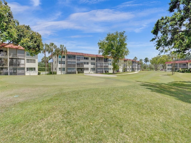 view of property's community with a lawn