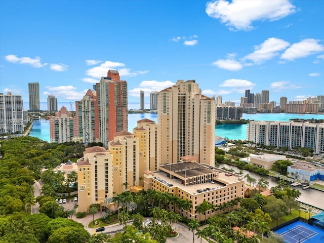 property's view of city with a water view