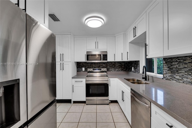 kitchen with white cabinetry, stainless steel appliances, and sink