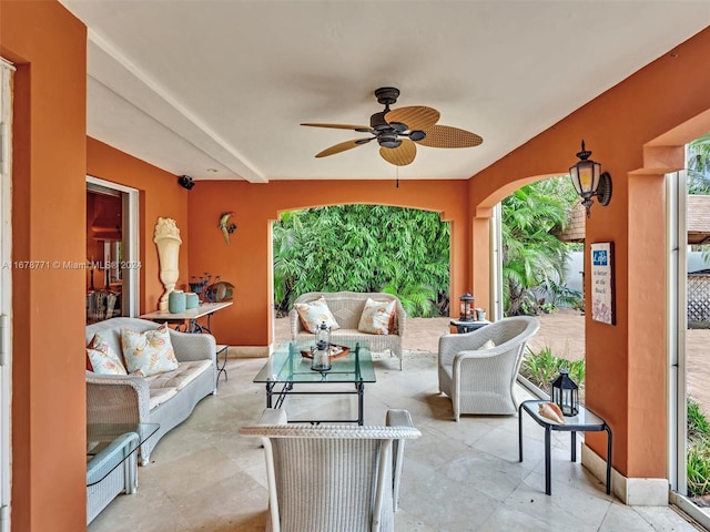 449 Isle Of Palms Dr, Fort Lauderdale, FL 33301 - view of patio / terrace with a ceiling fan and outdoor lounge area