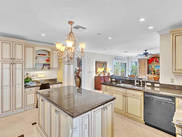 449 Isle Of Palms Dr, Fort Lauderdale, FL 33301 - kitchen with a sink, dishwasher, and cream cabinetry