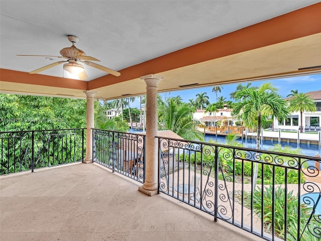 449 Isle Of Palms Dr, Fort Lauderdale, FL 33301 - balcony featuring a water view and a ceiling fan