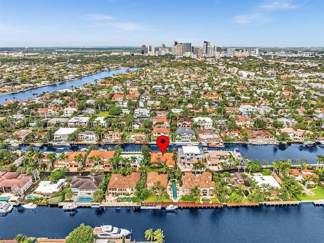 449 Isle Of Palms Dr, Fort Lauderdale, FL 33301 - drone / aerial view with a water view and a residential view