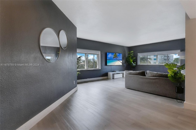 living room with light hardwood / wood-style floors