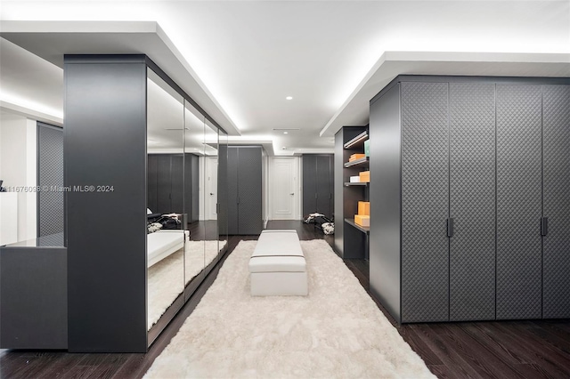 hallway featuring dark wood-type flooring