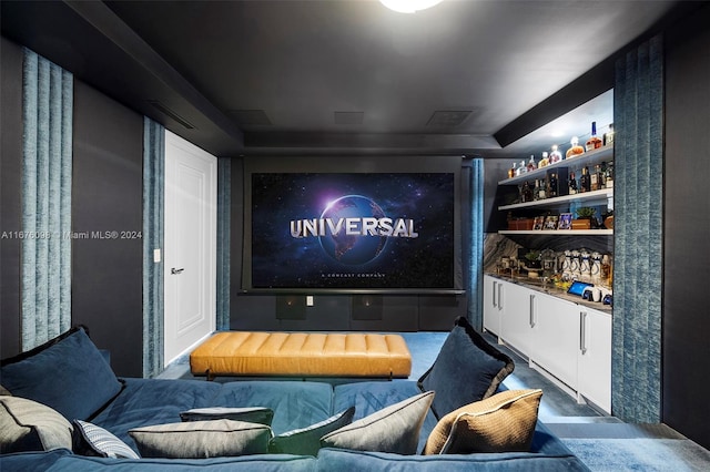 home theater with bar