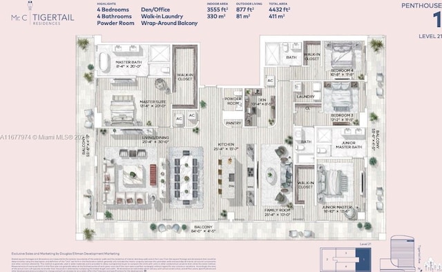 2678 Tigertail Ave Unit Ph1, Miami, FL 33133 - floor plan / room layout