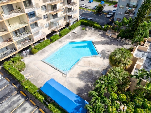 view of swimming pool featuring a patio