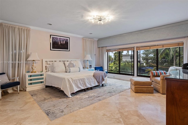 bedroom featuring crown molding