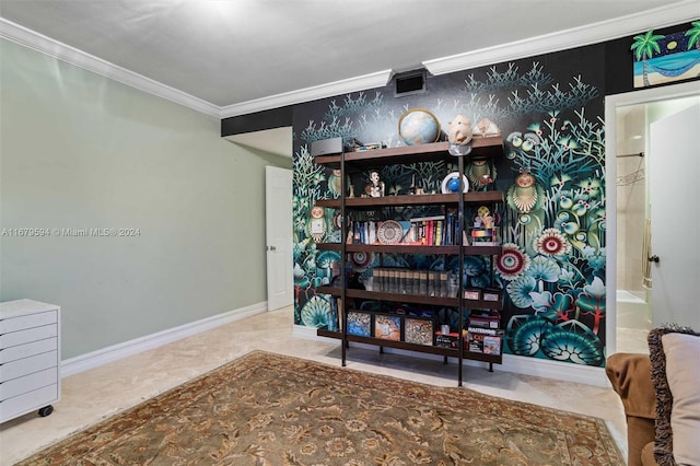 interior space featuring ornamental molding