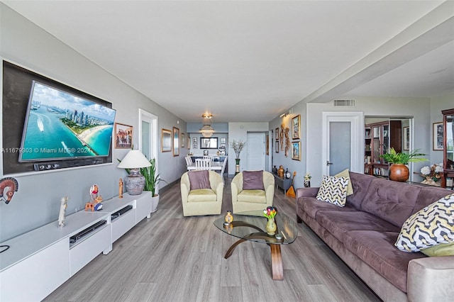 living room featuring light wood-type flooring