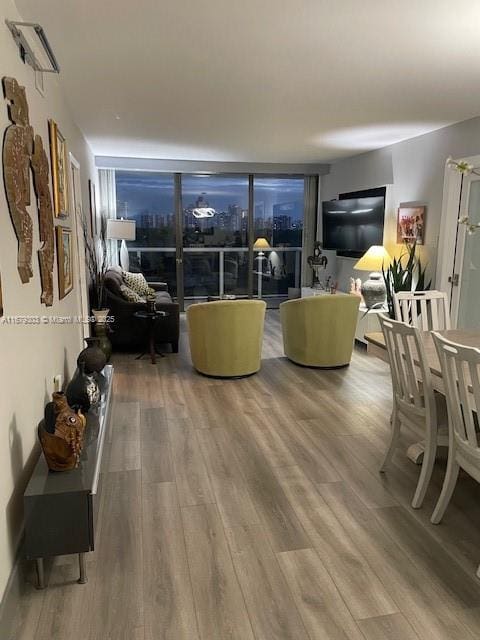 living room with wood finished floors