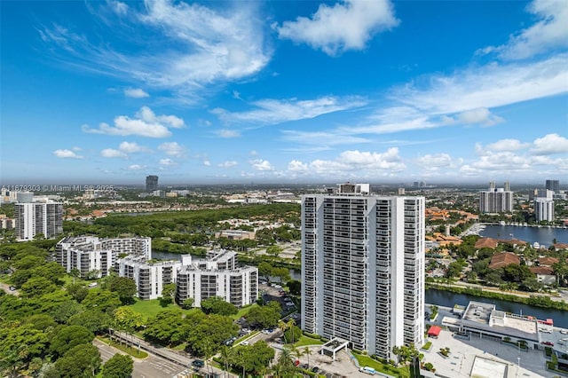 aerial view with a view of city and a water view