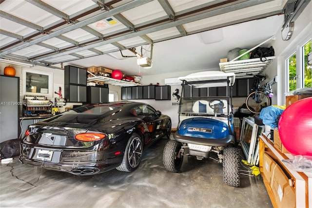 garage with a garage door opener