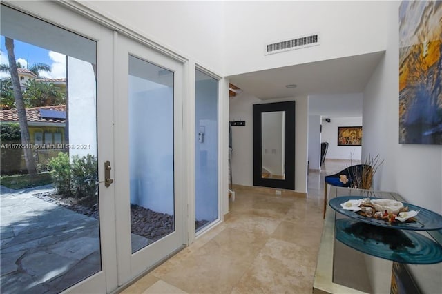 hallway with french doors