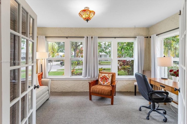 sunroom featuring a healthy amount of sunlight and french doors