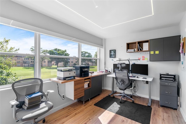 office featuring light wood-type flooring