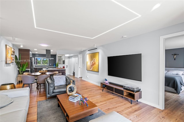 living room with light wood-type flooring